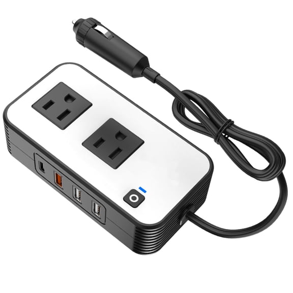 CSYANXING Multi-Protection Car Power Inverter 200W DC 12V AC 110V 2 US Sockets 3 USB 1 Type-C PD20W QC3.0