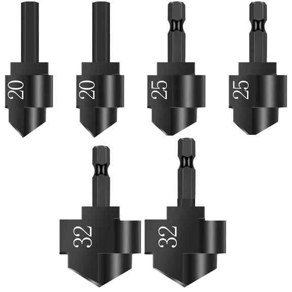 CSYANXING PPR Pipe Chamfer Reaming Drill Set 20 25 32mm Carbon Steel for Plumbing Professional DIY 6 Pieces