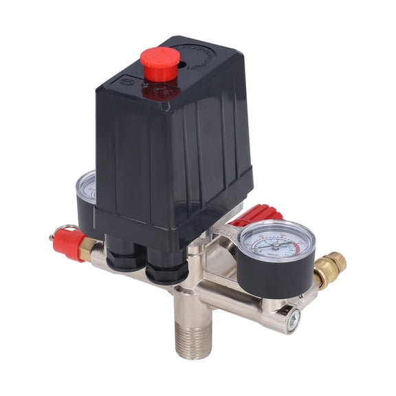 CSYANXING Pressure Valve Kit For Air Compressors Adjustable 90120PSI Metal Plastic Two Gauges Easy Operate