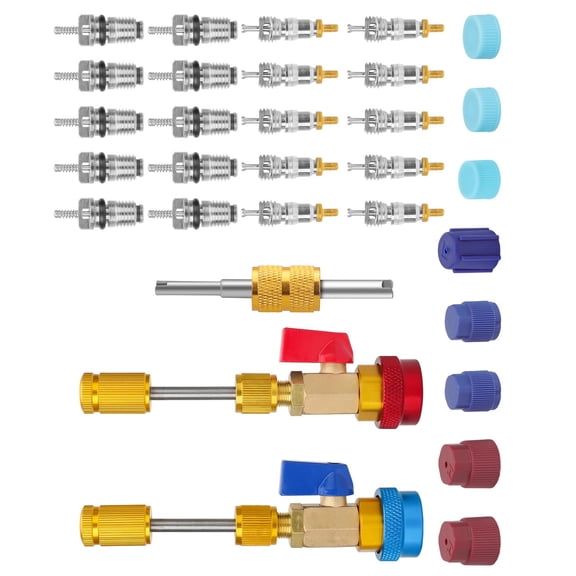 CSYANXING Professional Valve Core Remover Installer for R134A AC systems with 10 R134A 10 5V1 Cores Brass Material