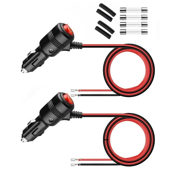 CSYANXING Quick Connect/Disconnect 12V Cigarette Lighter Plug with Switch and 15A Fuse 3.3FT Black Red for Powering 12V Devices in Vehicles