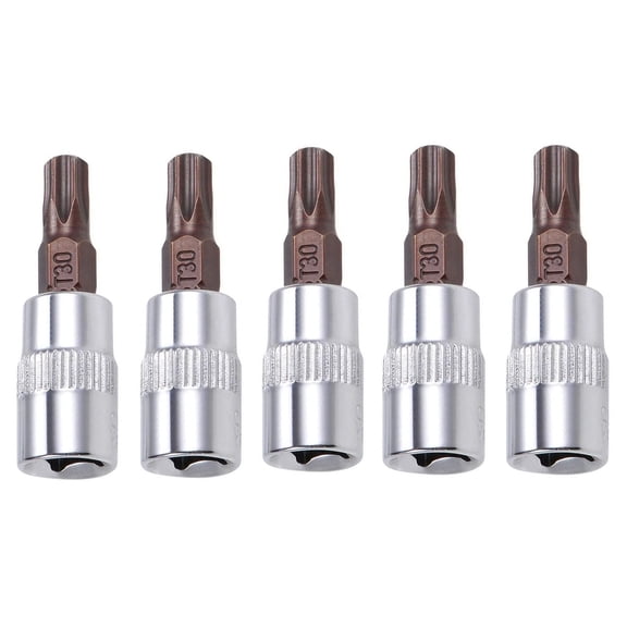 CSYANXING S2 Steel 1/4 Inch T30 Bit Sockets 5 Pack Strong Torque Long Lasting for Ratchet Wrench Electric Drill Easy Replacement Tool