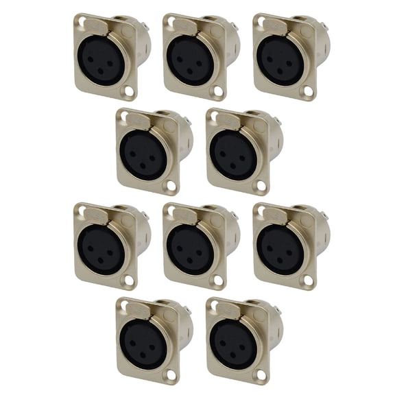 CSYANXING XLR 3-Pin Female Connector with Latch Lock 10 Pcs Durable Metal for Audio Patch Snake Cables Mics Audio Equipment