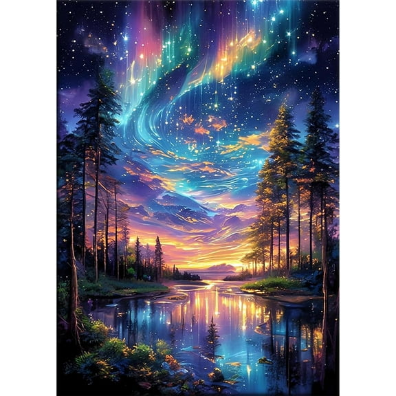 CSZPPQAF Diamond Painting for Unisex Adults Kits 11.8×15.8 inch Aurora Borealis 5D DIY Diamond Art Crafts Kit for Home Wall Decor
