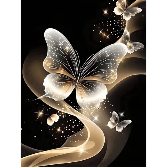 CSZPPQAF 5D Diamond Art for Adults Beginners-Transparent Butterfly,Full Round Drill Diamond Painting Kits, Relaxing Craft & Wall Decor