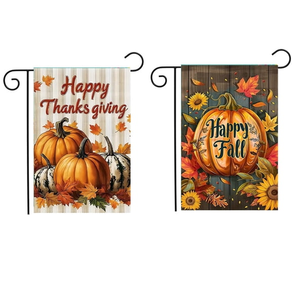 CSZPPQAF Autumn Garden Flags 12x18 Double Sided-Pumpkin,2 Pack-165 GSM Polyester Fall Yard Decoration Flags, Fade Resistant