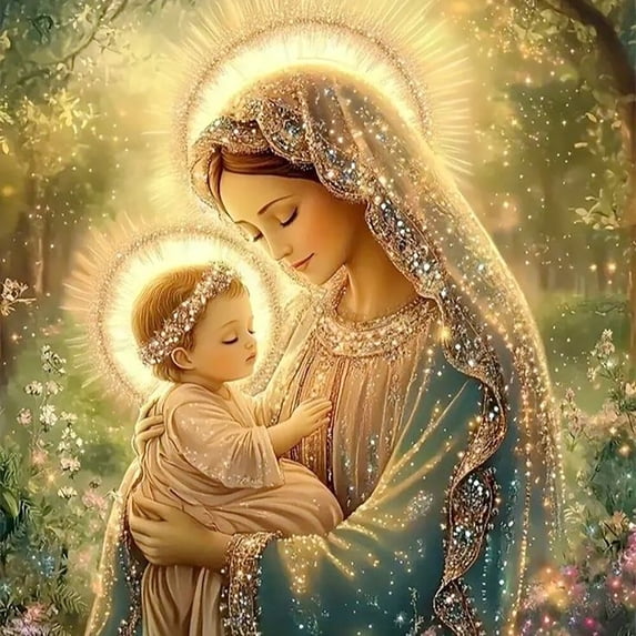 CSZPPQAF DIY Art Diamond Painting Kits.Virgin and Child Art Craft Gem Painting Adult,Home Wall Decor 13.8" × 13.8"