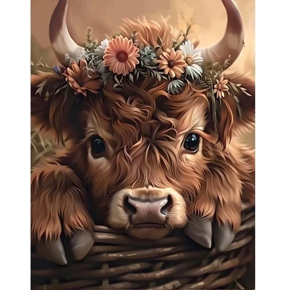 CSZPPQAF Diamond Art Painting Kits for Adults Cattle DIY Full Round 5D Diamond Drill Kit 11.8" × 15.8"