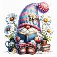 thumbnail image 1 of CSZPPQAF Diamond Art Painting Kits for Adults, Full Round Drill Cozy Gnome Reading Book Daisy Gem Art, Arts and Crafts for Home Decor, 14×14 Inch, 1 of 8