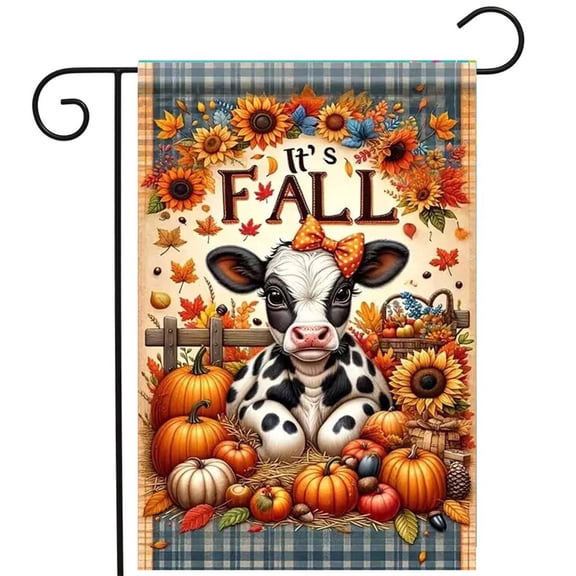 CSZPPQAF Fall Garden Flags 12x18 Double Sided-Dairy cow,165 GSM Polyester Fall Yard Decoration Flags, Fade Resistant
