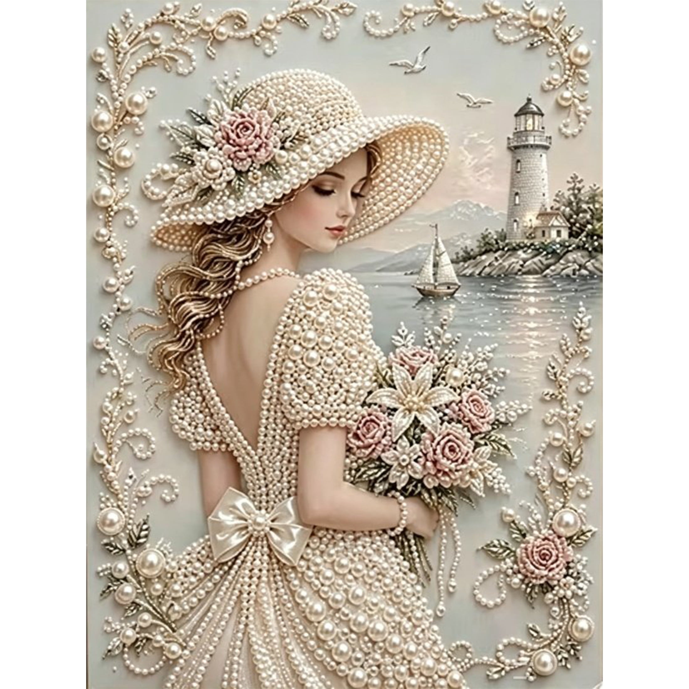 CSZPPQAF Flowers and Women Pearl Diamond Painting Kits for Adults ...