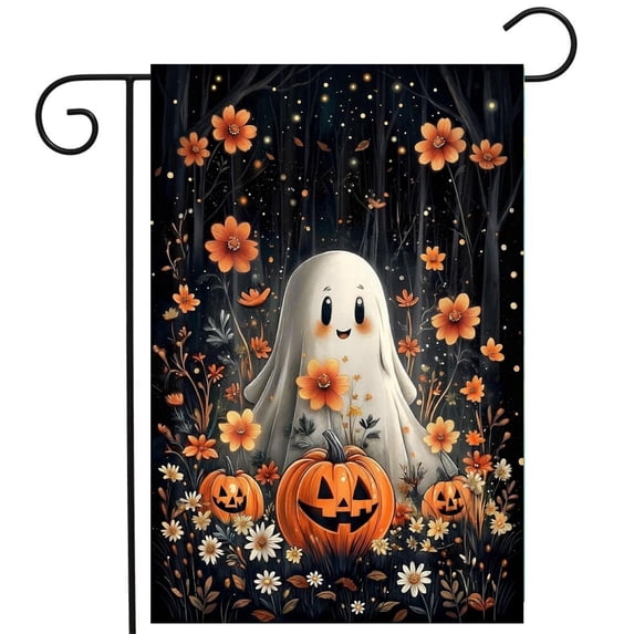 CSZPPQAF Halloween Garden Flags 12x18 Double Sided-Ghost,165 GSM Polyester Fall Yard Decoration Flags, Fade Resistant