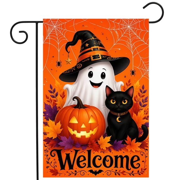CSZPPQAF Halloween Garden Flags 12x18 Double Sided-Ghost,165 GSM Polyester Fall Yard Decoration Flags, Fade Resistant