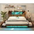 thumbnail image 1 of CSZZD LED Bed Frame Full Size with Storage Headboard & 4 Storage Drawers, Full Bed Frame with Outlets and USB Ports, Metal Platform Bed Full with LED Lights, No Box Spring Needed, Vintage Brown, 1 of 8