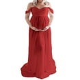thumbnail image 1 of CSformom Maternity Off The Shoulder V Neck Open Split Gown Maxi Photography Dress, 1 of 4