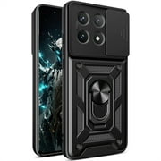 CSmall for Xiaomi Poco X6 Pro 5G Case with Slide Camera Lens Cover، Military Grade Shockprotection Cover with Rang Ring Rickstand Case for Xiaomi Poco X6 Pro 5G / Redmi K70E 5G SJ Black