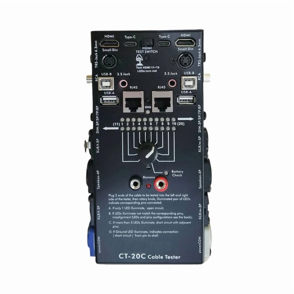 CT-20C Multi-Function Audio Cable Tester 16-in-1 Special Electronic Cable Tester -Compatible XLR Signal Line
