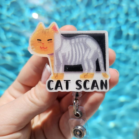 CT Badge Reel CT Tech Badge Holder Cat Scan Id Holder Cat Radiology Badge Buddy Xray Charm X-ray Id Radiology Gift Orange Cat Xray Gift