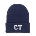 thumbnail image 1 of CT Connecticut Embroidered Long Beanie - Navy OSFM, 1 of 5
