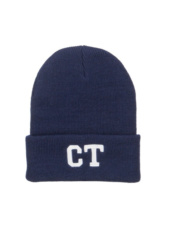 CT Connecticut Embroidered Long Beanie - Navy OSFM