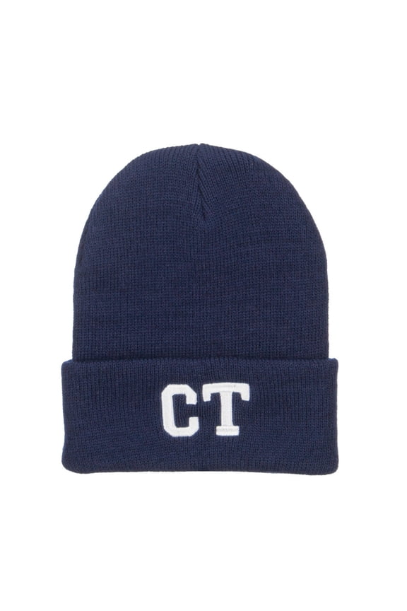 CT Connecticut Embroidered Long Beanie - Navy OSFM