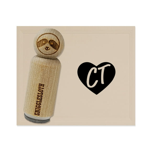 CT Connecticut State in Heart Rubber Stamp for Scrapbooking Crafting Stamping - Mini 1/2 Inch