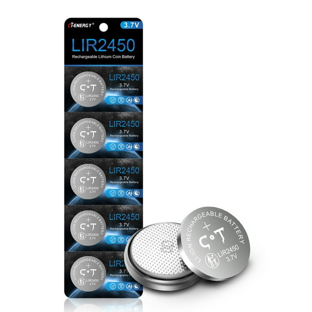 CTENERGY 2450 Rechargeable Battery 3.7V LIR 2450 Lithium Button Coin