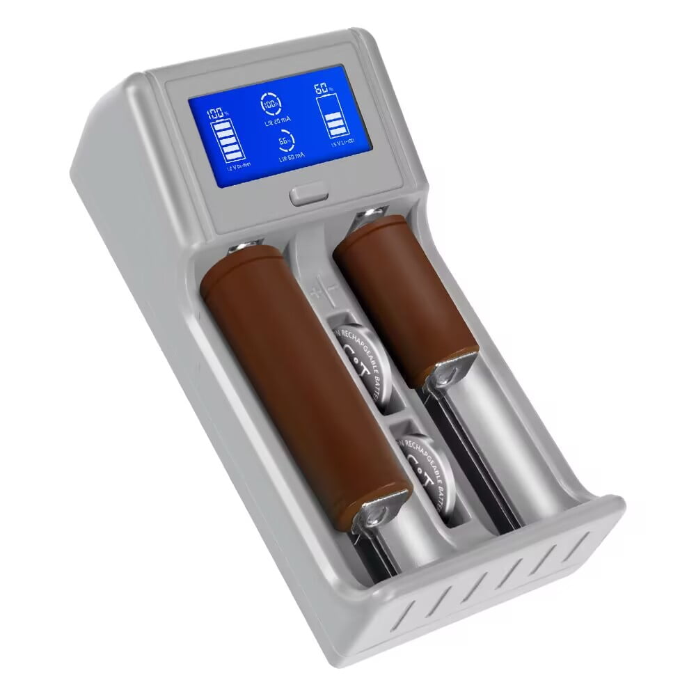 CT-ENERGY LCD Universal Battery Charger 18650 AA AAA C Battery Charger for Rechargeable Lithium/Ni-Mh/Button Batteries 2032/2450