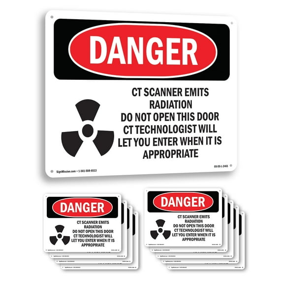 CT Scanner Emits Radiation Do OSHA Danger Rigid Plastic Sign 24 Inch x 18 Inch - 10 Pack