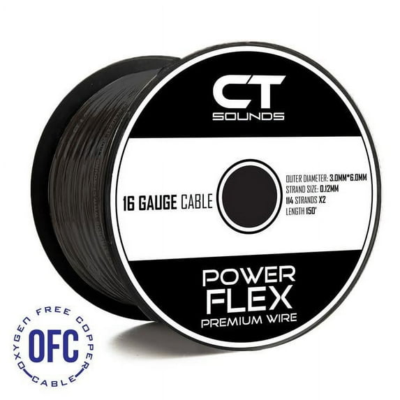 CT Sounds Car Audio 16GA OFC Black Wire Spool (150 Feet)