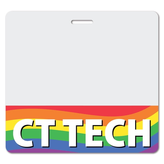 CT TECH Heavy Duty Horizontal Rainbow (50 pack) - Spill & Tear Proof Cards - 2 Sided USA Printed Quick Role Identifier ID Tag Backer by BadgeZoo