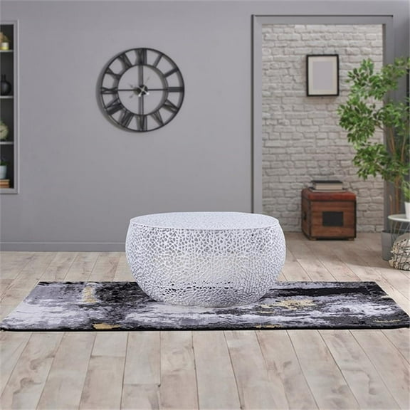 CT3502-32 in Round Coffee Table Made with Aluminum in White Color