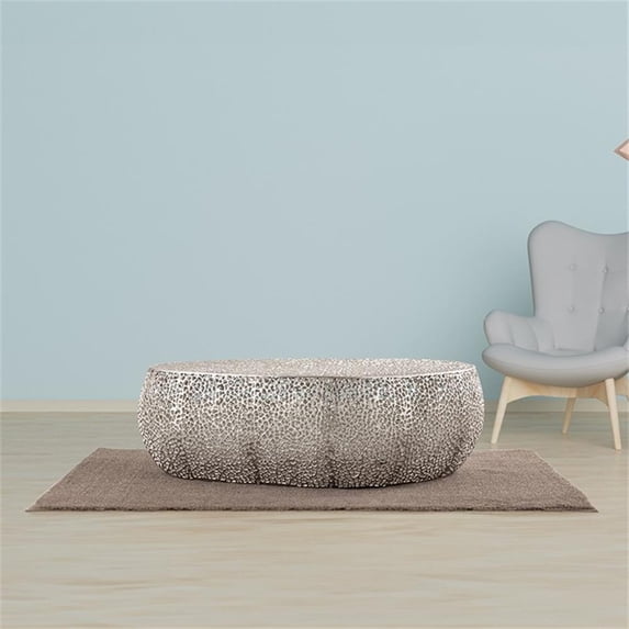 CT3601-50 Oval Shape Coffee Table Made with Aluminum in Silver Color