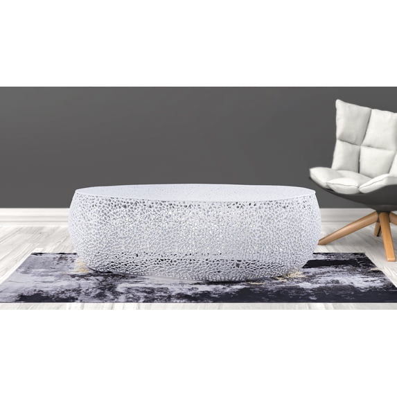 CT3601-50 Oval Shape Coffee Table Made with Aluminum in White Color