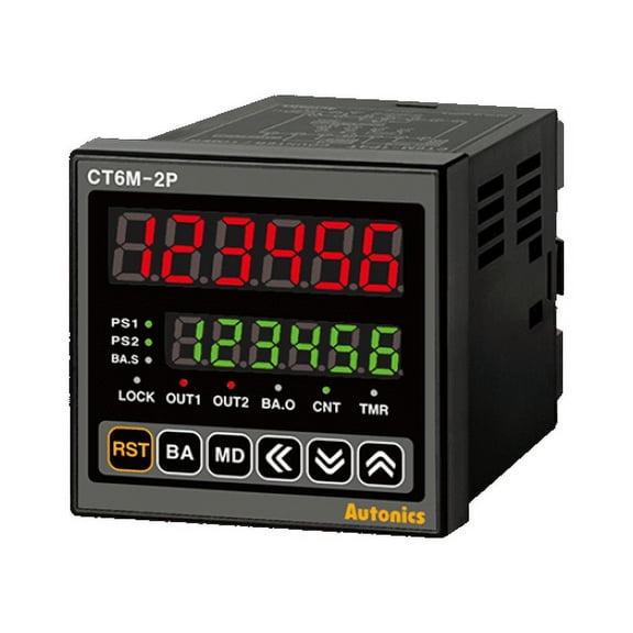 CT6M-2P4 Autonics Counter/Timer, W72xH72mm, 6-Digit, LED, 2 Preset, PNP or NPN Input, Prescale value Autonics Counter/Timer, W72xH72mm, 6-Digit, LED, 2 Preset, PNP or NPN Input,