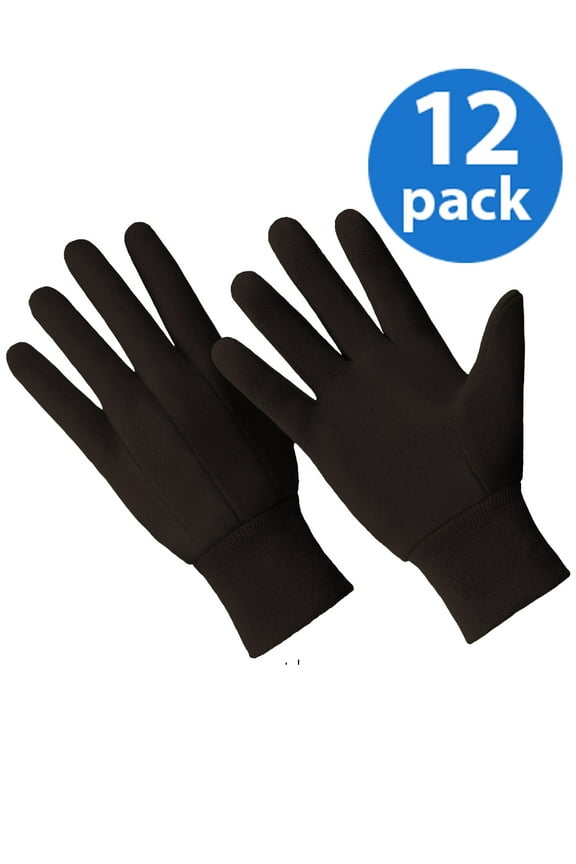 CT7000-L-12PK, Multi-Purpose Poly/Cotton Brown Jersey Gloves, 12 Pair Value Pack