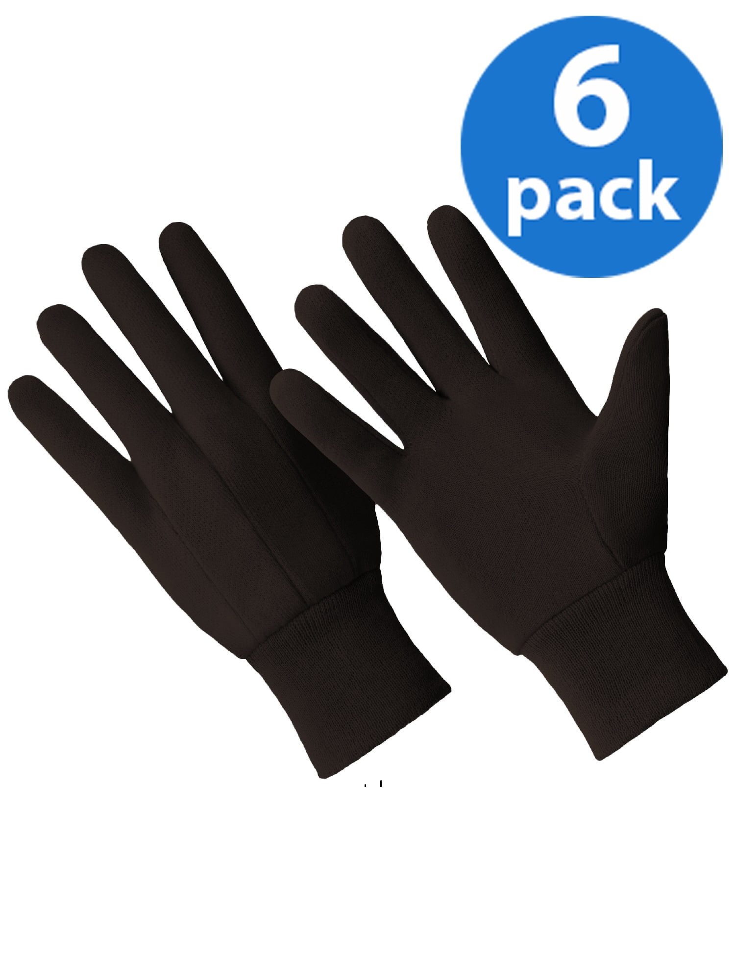 CT7000-L-6PK, Multi-Purpose Poly/Cotton Brown Jersey Gloves,  6 Pair Value Pack