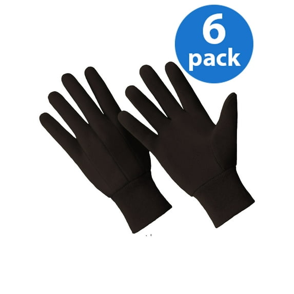 CT7000-L-6PK, Multi-Purpose Poly/Cotton Brown Jersey Gloves, 6 Pair Value Pack