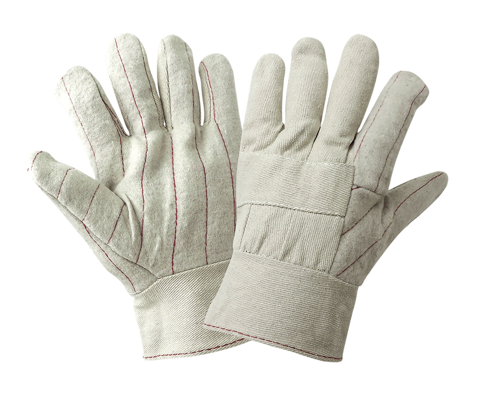 CT7051-L-12PK – HOT Mill Gloves 12-Pair Value Pack, 30 Oz, Natural Color, 100% Cotton, Clute Cut, Burlap Lined, Wing Thumb, 2.5" Band Top
