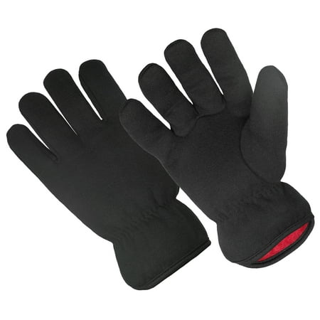 CT7100-L-2PK, Red Fleece Lined Brown Jersey Gloves, 2 Pair Value Pack
