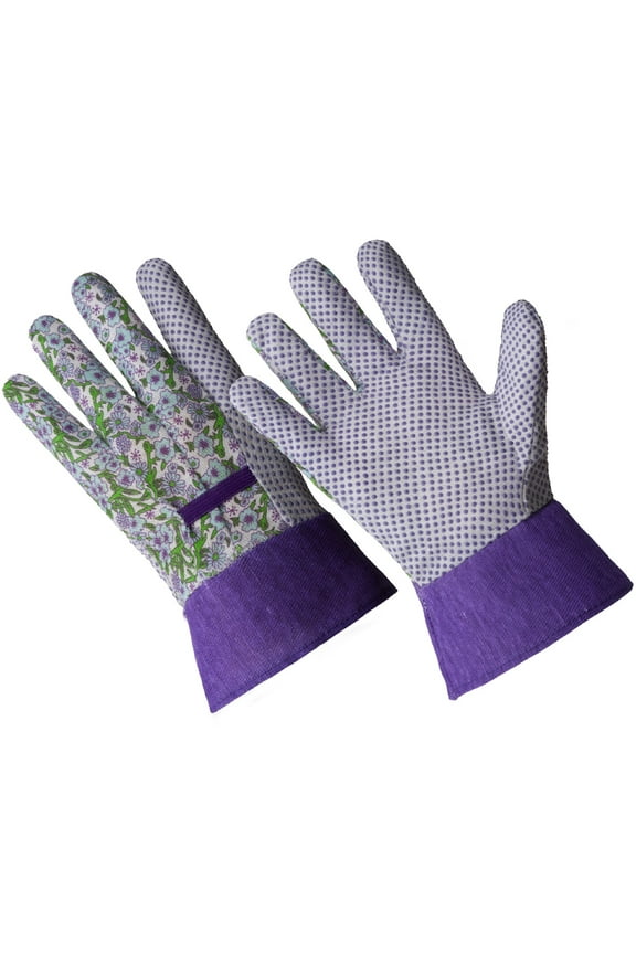 CT7621-S/M, Ladies Poly/Cotton Gloves, PVC Dotted Grip Palm, Band Top Cuff