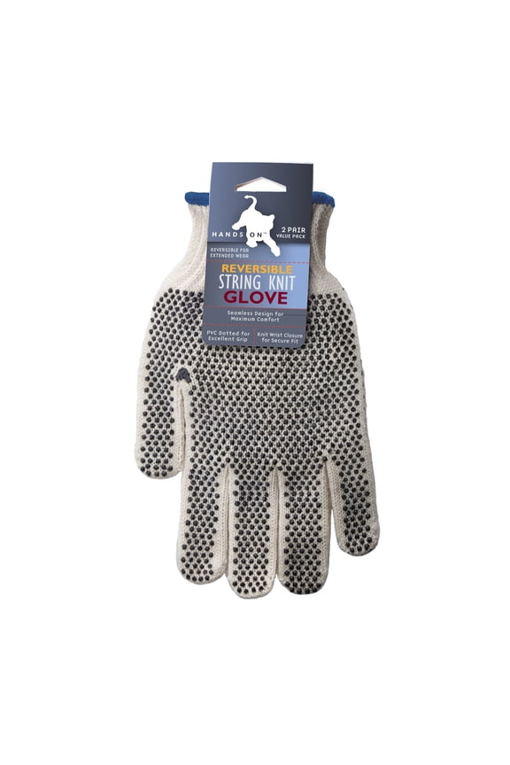 CT8200-L/XL-2PK, Reversible PVC Dotted String Knit Gloves, 2 Pair Value Pack