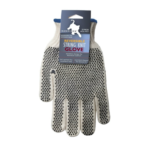 CT8200-L/XL-2PK, Reversible PVC Dotted String Knit Gloves, 2 Pair Value Pack