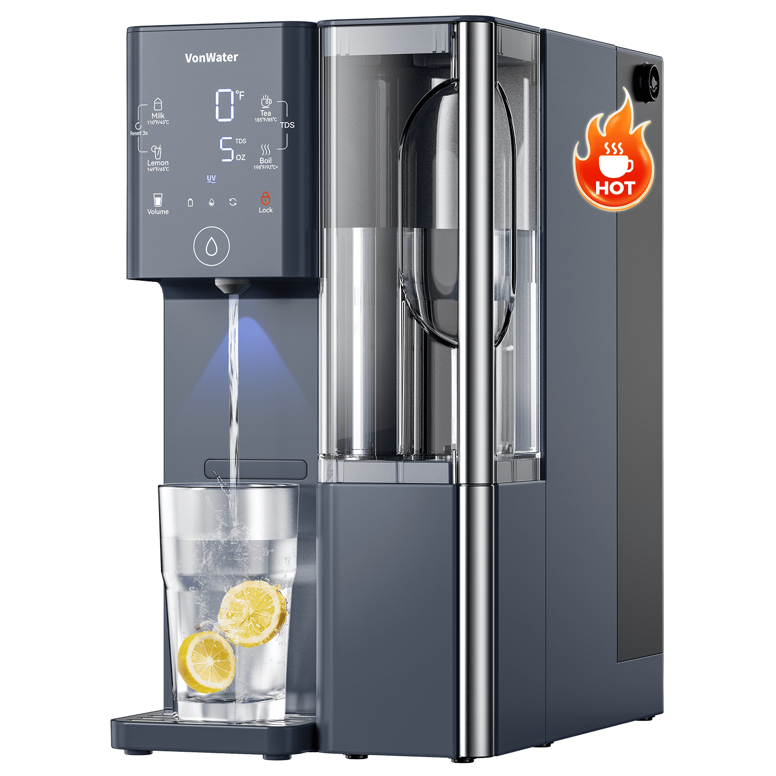 CT910H Reverse Osmosis Water Filter Countertop, 3S Instant Heating, 7-Stage Water Purifier With Removable Pitcher, NSF/ANSI 372, Reduce TDS PFAS, No Installation