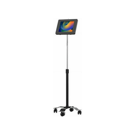 CTA Digital Compact Mobile Floor Stand with Universal Security Enclosure Black