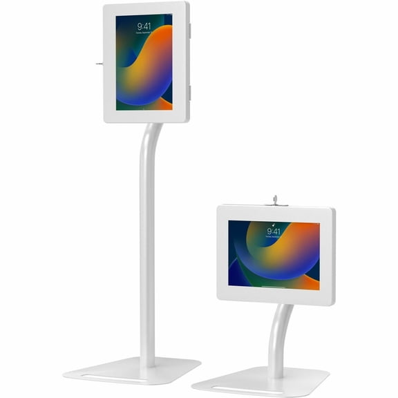 CTA Digital Height-Adjustable Floor-to-Desk Kiosk for Tablets White PADPARAFDW