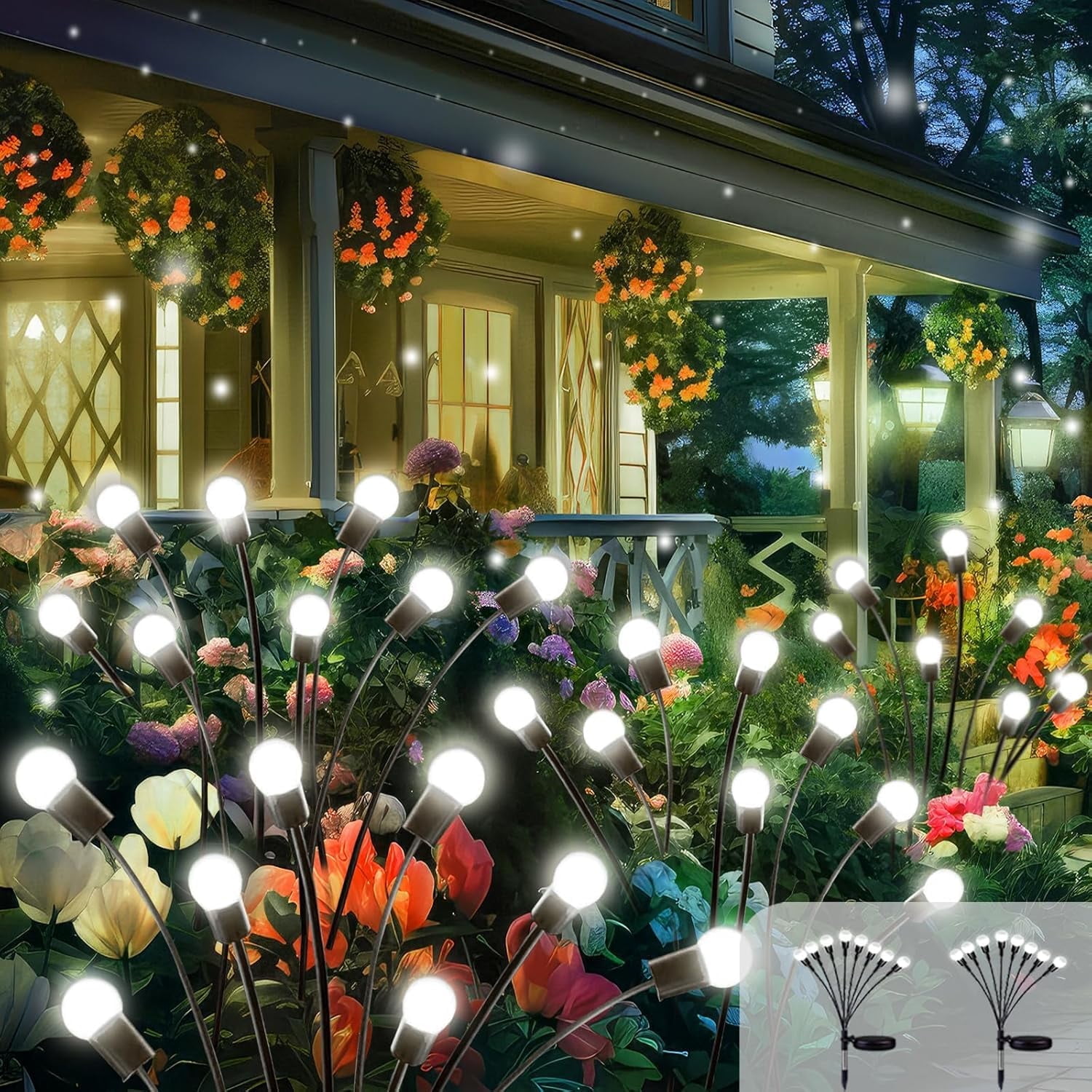 CTAnnie 2025 Solar Lights Outdoor Waterproof, 4 Pack Solar Garden Lights, Firefly Light Outdoor Waterproof, Twinkle Swaying Fairy Light for Yard Patio Pathway Garden Decoration (Cool White)