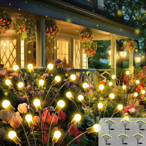 CTAnnie 2025 Solar Lights Outdoor Waterproof, 6 Pack Solar Garden Lights, Firefly Light Outdoor Waterproof, Twinkle Swaying Fairy Light for Yard Patio Pathway Garden Decoration (Warm White)