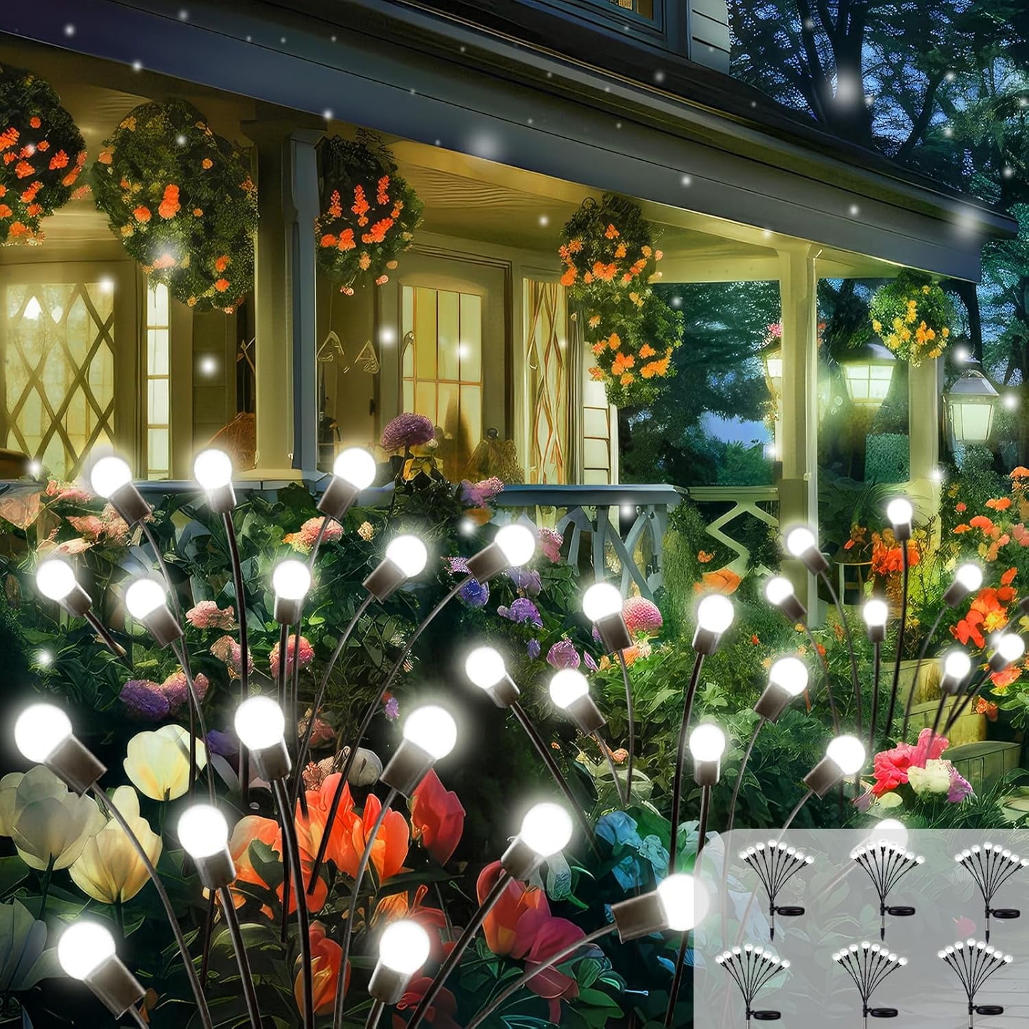 CTAnnie 2025 Solar Lights Outdoor Waterproof, 6 Pack Solar Garden Lights, Firefly Light Outdoor Waterproof, Twinkle Swaying Fairy Light for Yard Patio Pathway Garden Decoration (Cool White)