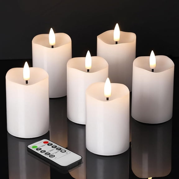 CTAnnie 6 PCS LED White Flameless Votive Candles with Remote Batteries, Fake Flickering Votive Candles for Home Centerpiece Table, Anniversary, Party, Halloween, Ramadan Decor